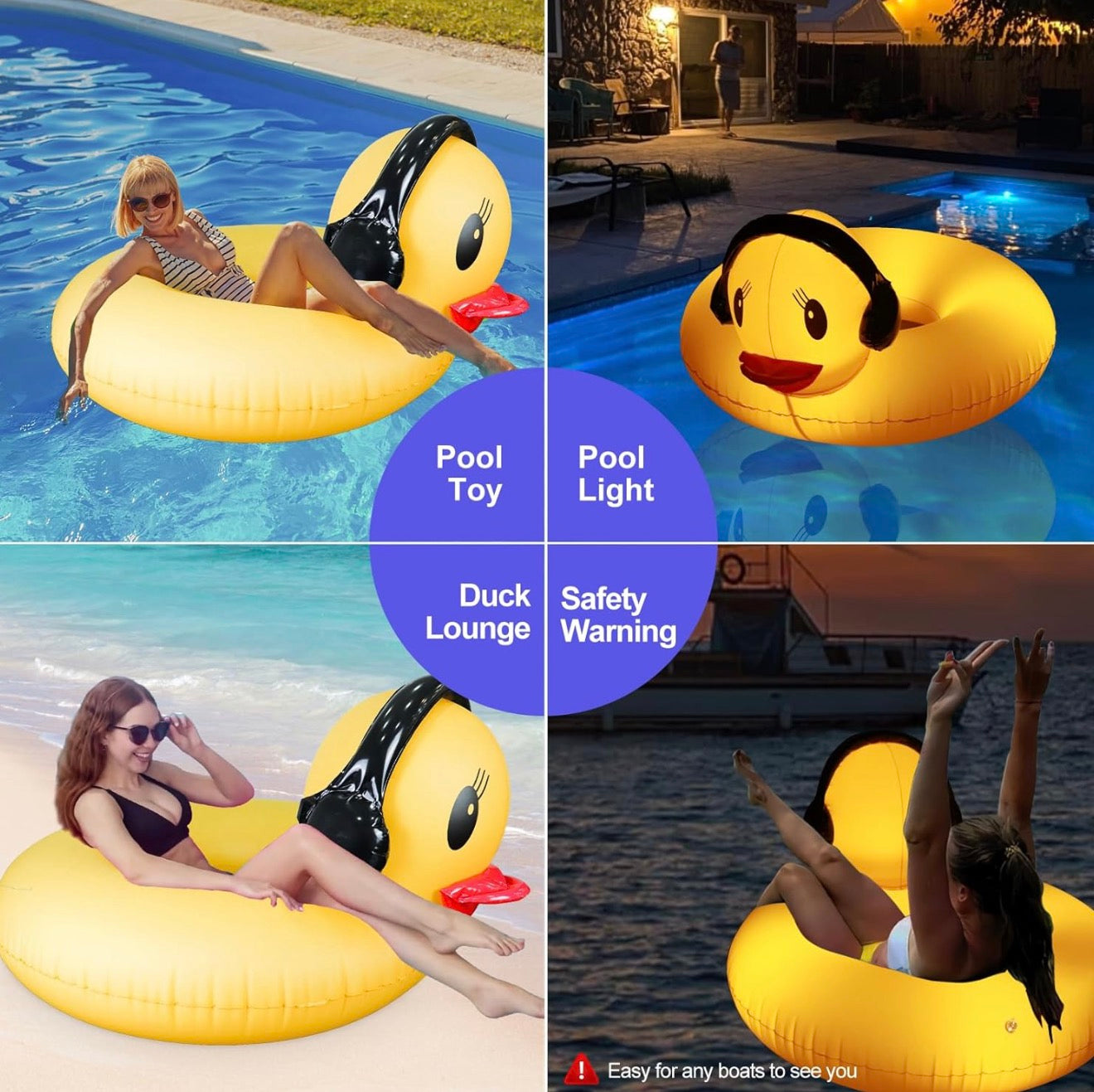 Duck Pool Float with Lights, Solar 42 in