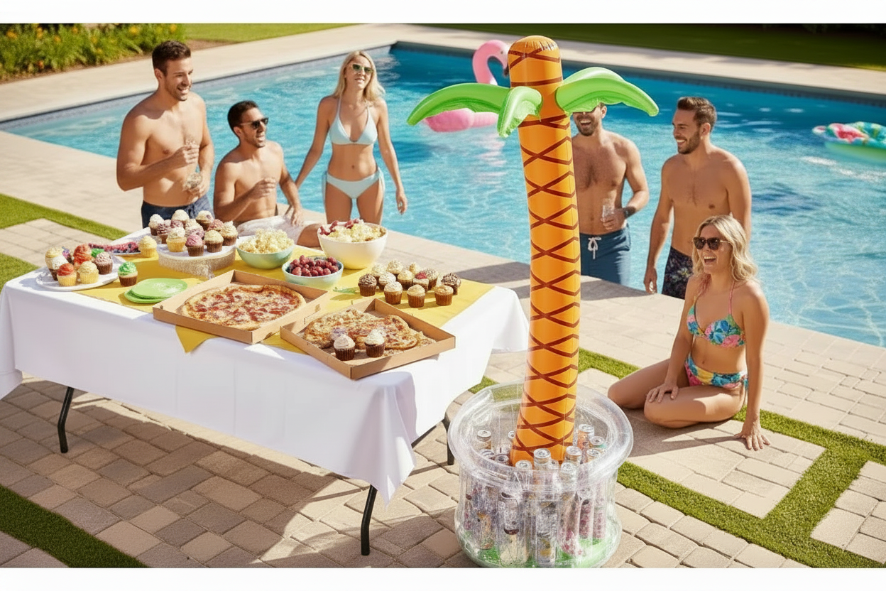 60in Inflatable Palm Tree Drink Cooler – Tropical Luau & Hawaiian Party Decoration