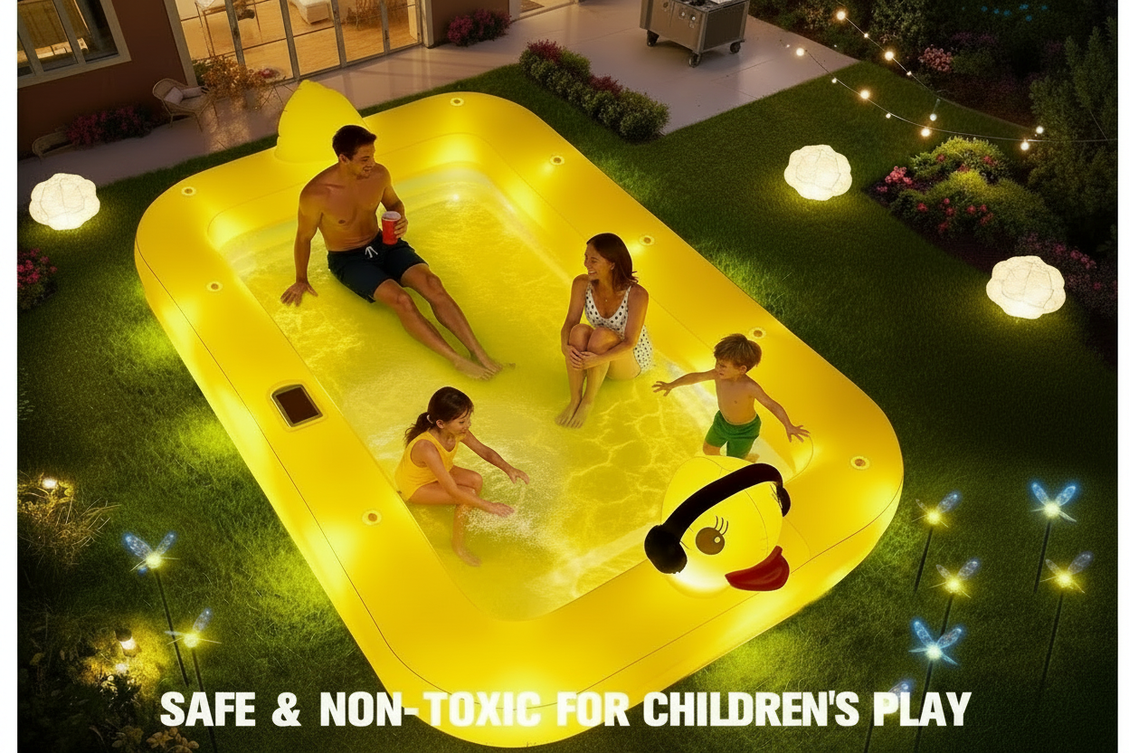 Solar Powered Duck Inflatable Swimming Pool LED