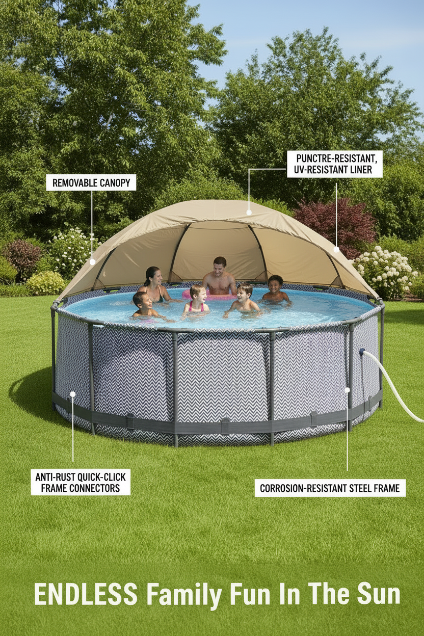 13ft x 42in Above Ground Pool Set with Canopy, Filter, Pump & Ladder