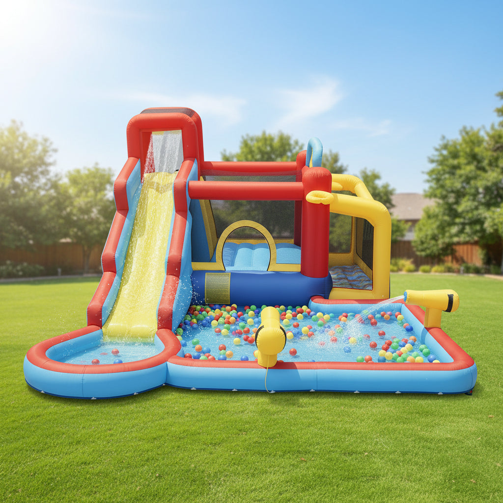11-in-1 Inflatable Water Park Bounce Pool Backyard with Blower