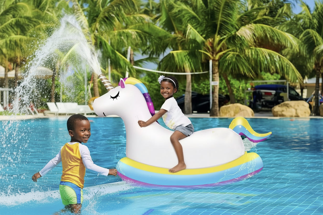 Unicorn Pool Float with Fast Valves Unicorn Sprinkler Blow Up Swimming Pool Party Toys