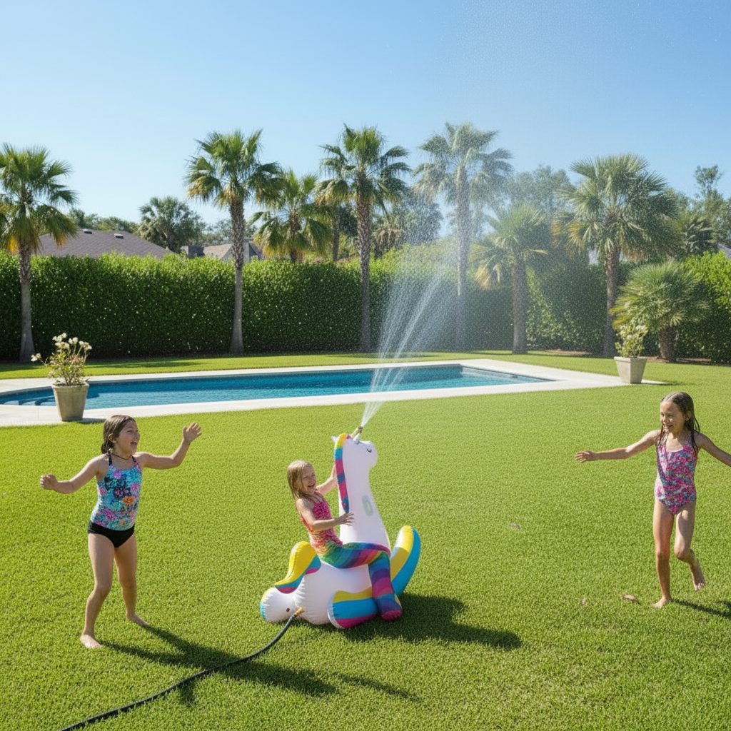 Unicorn Pool Float with Fast Valves Unicorn Sprinkler Blow Up Swimming Pool Party Toys