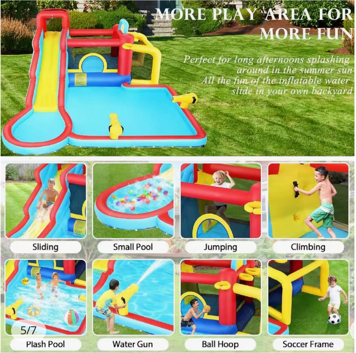 11-in-1 Inflatable Water Park Bounce Pool Backyard with Blower