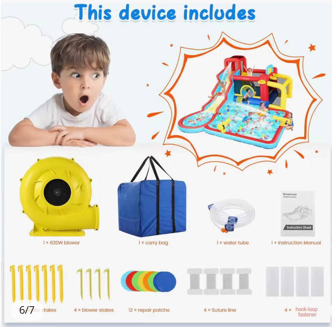 11-in-1 Inflatable Water Park Bounce Pool Backyard with Blower
