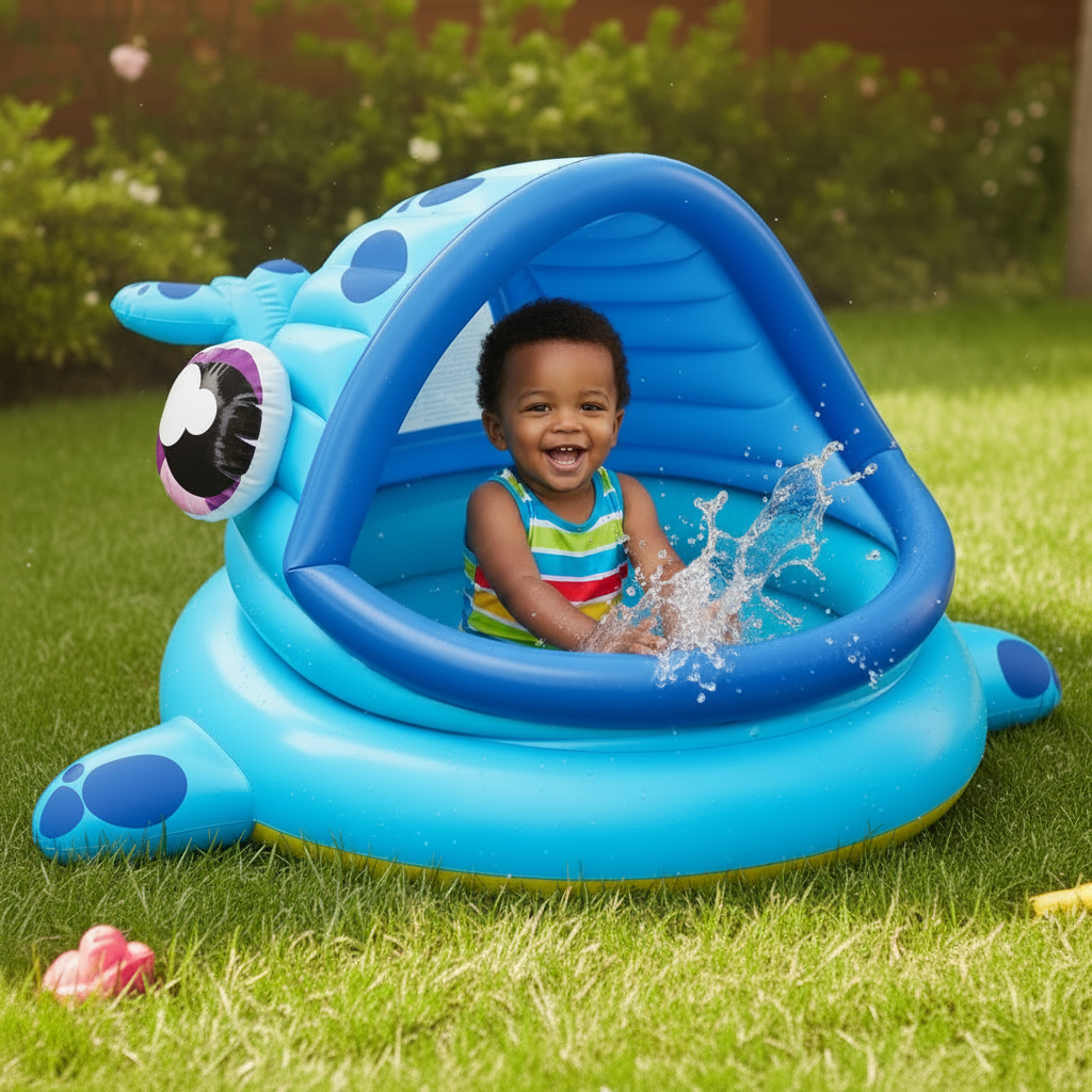 Baby & Toddler Inflatable Pool with Sun Tent Swim Pool