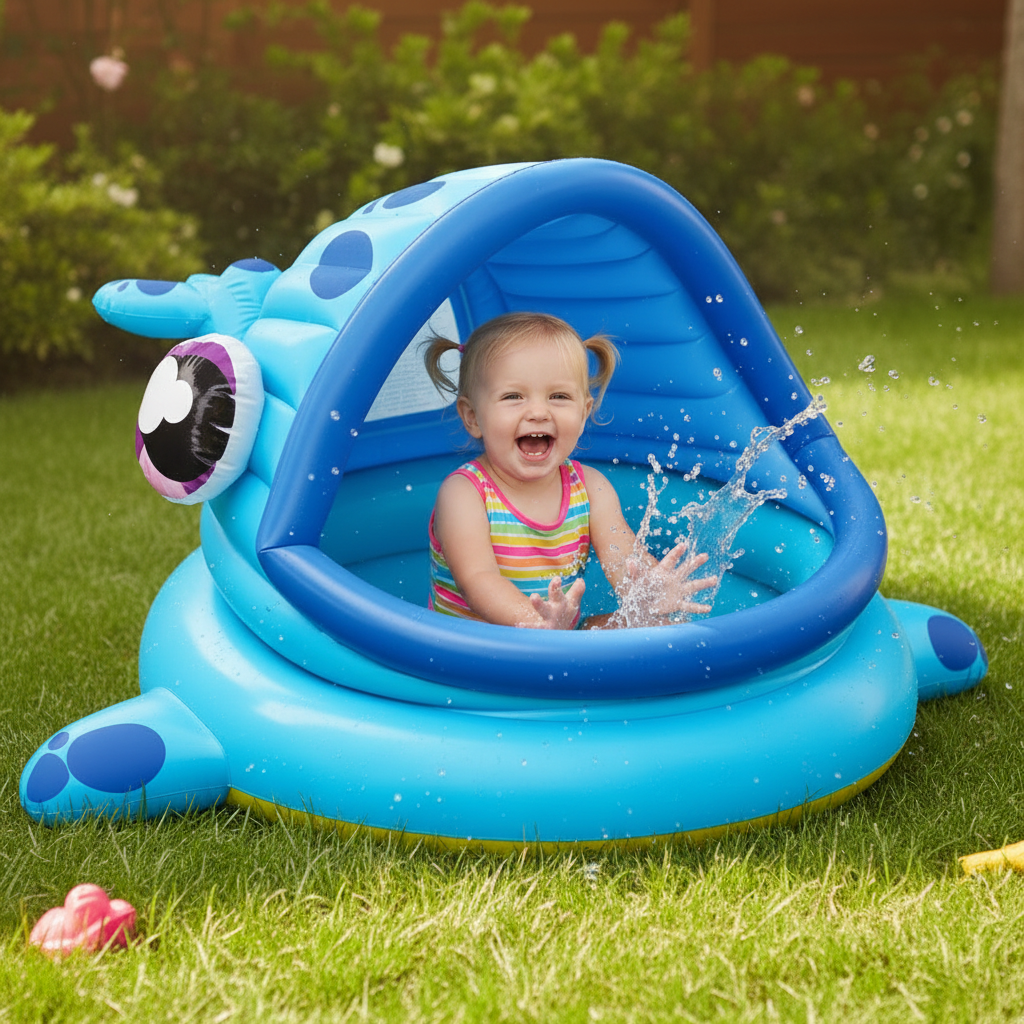 Baby & Toddler Inflatable Pool with Sun Tent Swim Pool