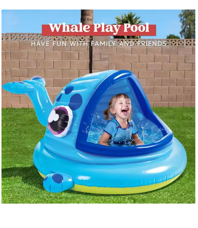 Baby & Toddler Inflatable Pool with Sun Tent Swim Pool