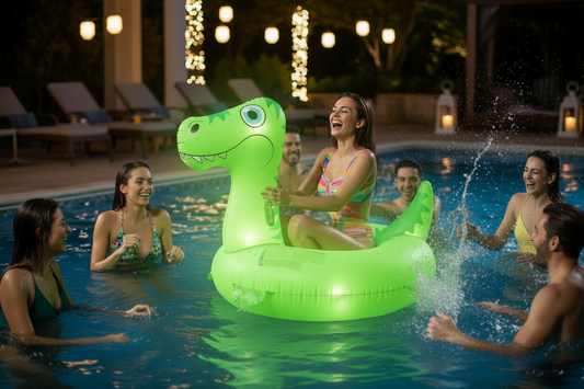 Solar Powered Large Dinosaur Pool Float LED Color Changing