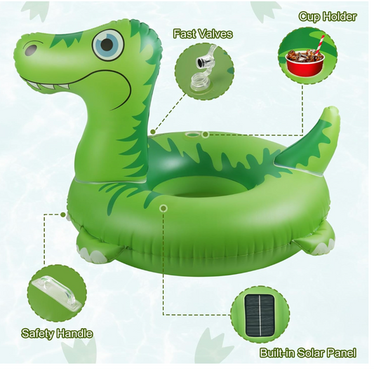 Solar Powered Large Dinosaur Pool Float LED Color Changing