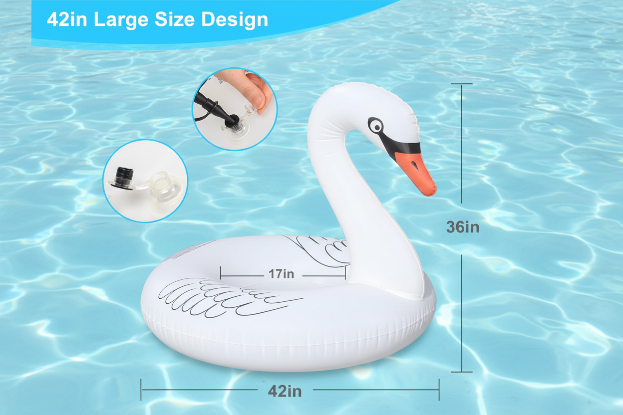 Solar Powered Large Swan Pool Float Adult, LED Color Changing
