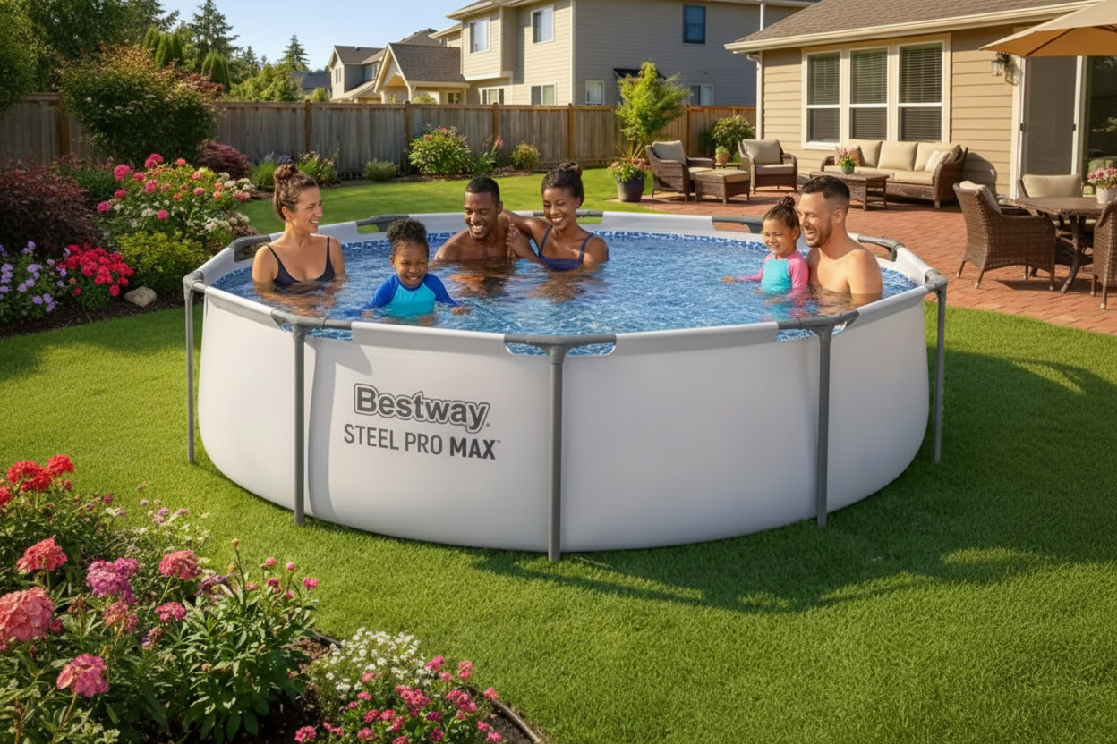 10ft x 30in Above Ground Pool,Round Metal Frame Pool Set with Filter Pump & Cartridge