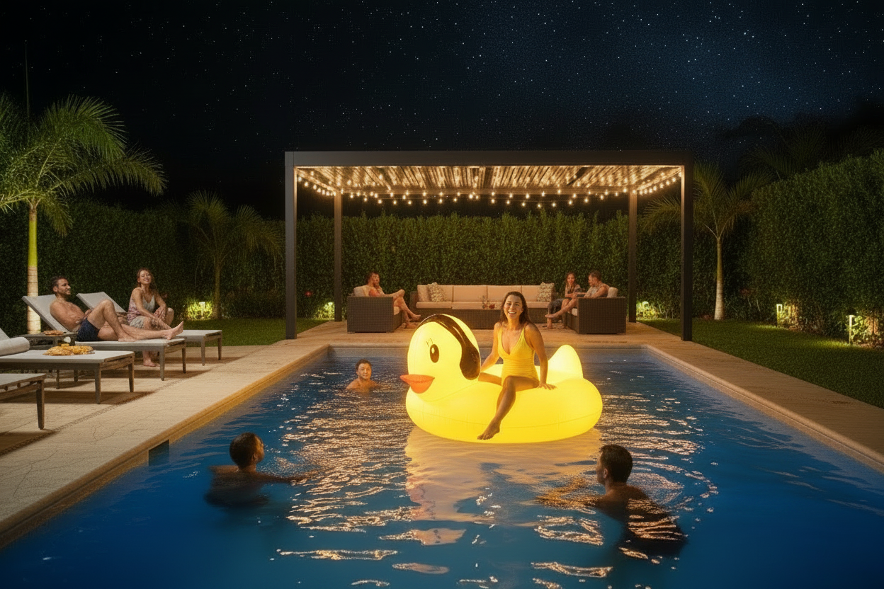 Duck Pool Float with Lights, Solar 42 in